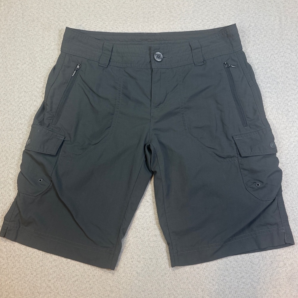 Columbia Cargo Shorts Womens 4 Gray Nylon Hiking Outdoor Utility Pockets Classic